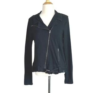 KILL CITY Medium‎ Black Modal Blend Knit Moto Jacket Goth Bikercore Grunge Emo